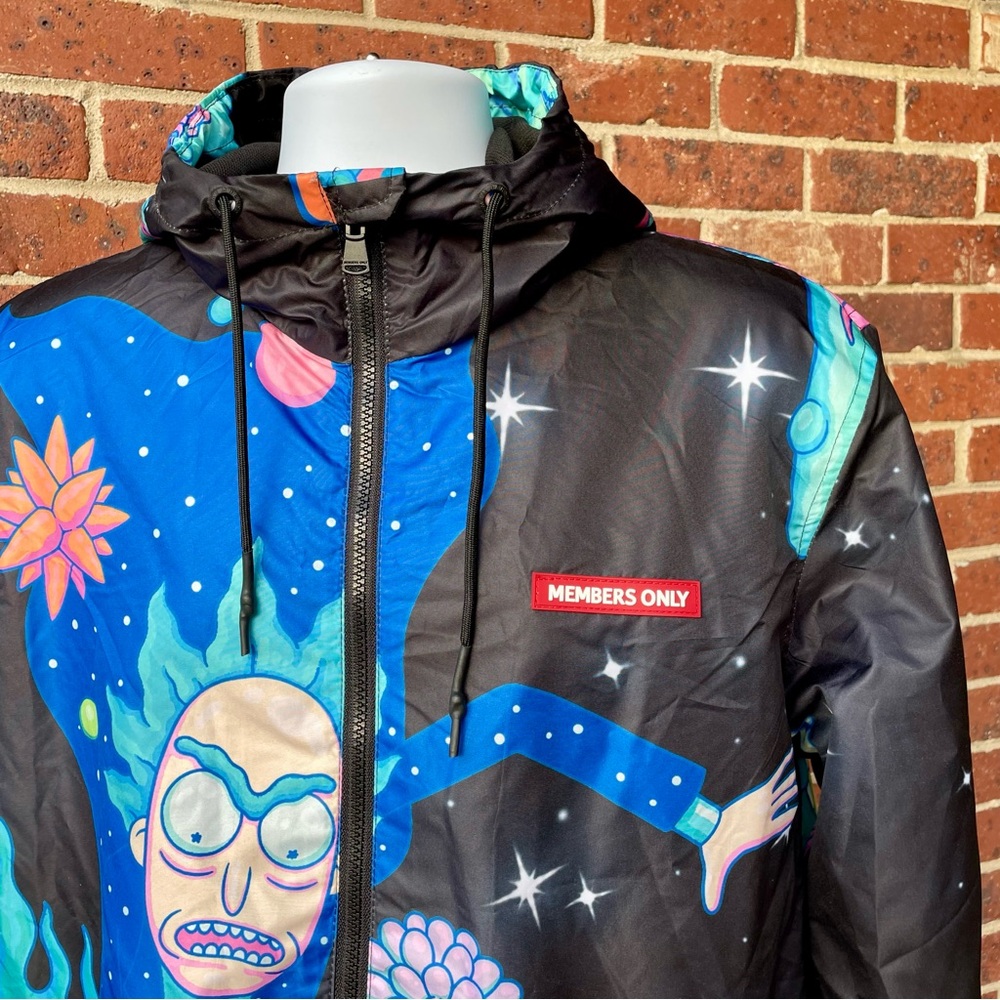 NWT Members Only Adult Swim Rick & Morty Jacket Windbreaker Coat Large Lined